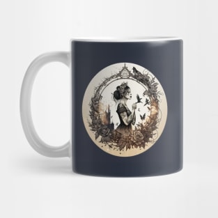 Gothic Charmer Victorian Girl Art with Black Roses Mug